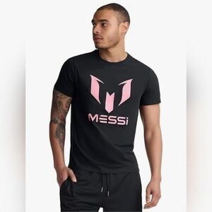 Messi Wingstar T-Shirt Tee Black with Pink Logo Men's Size Small NWT